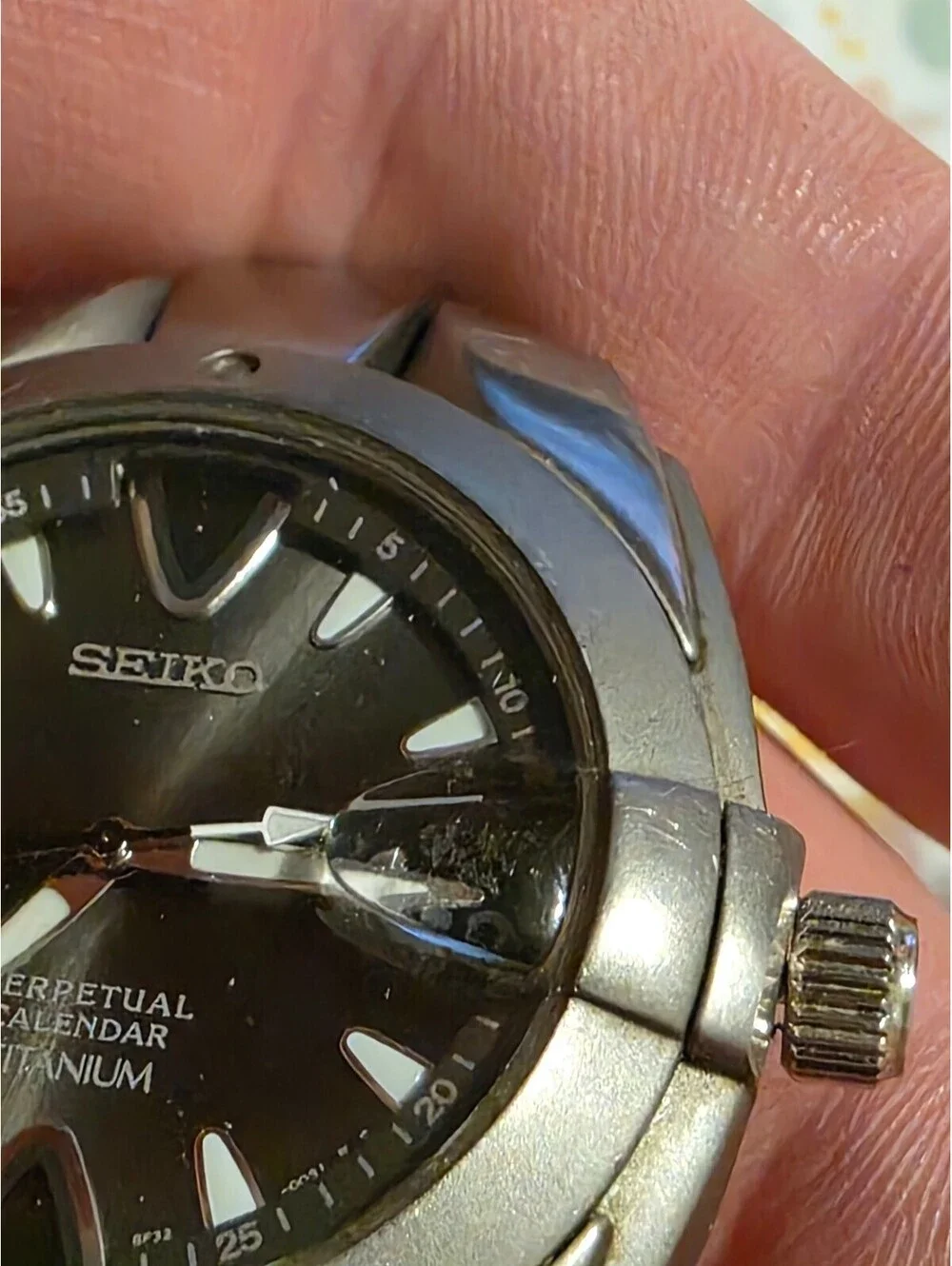 Seiko Perpetual Calendar Titanium Watch 8f32 0049